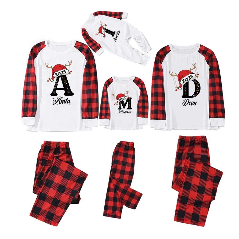 Personalized Holiday Monogrammed Name Family Matching Pajamas