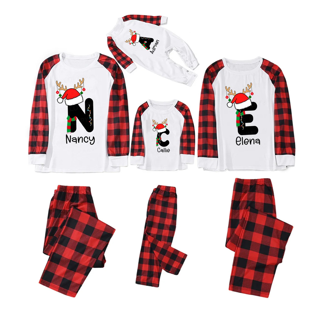 Personalized Christmas Alphabet Name Family Matching Pajamas