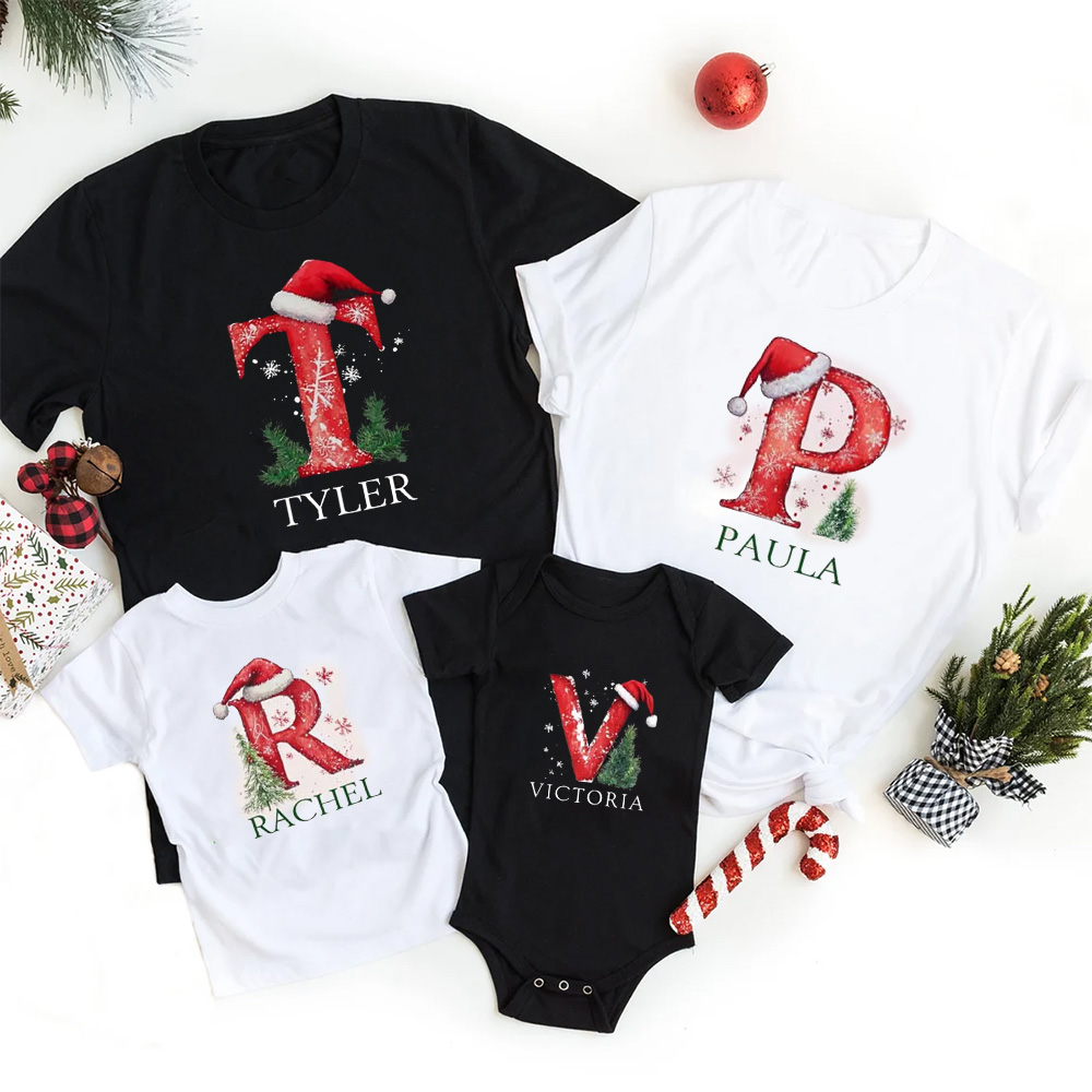 Personalized Winter Wonderland Letters Family Matching T-Shirts