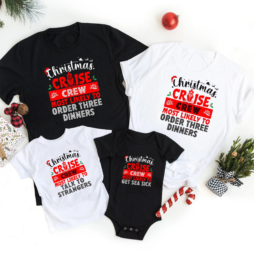 Personalized Christmas Cruise Crew Family Matching T-Shirts