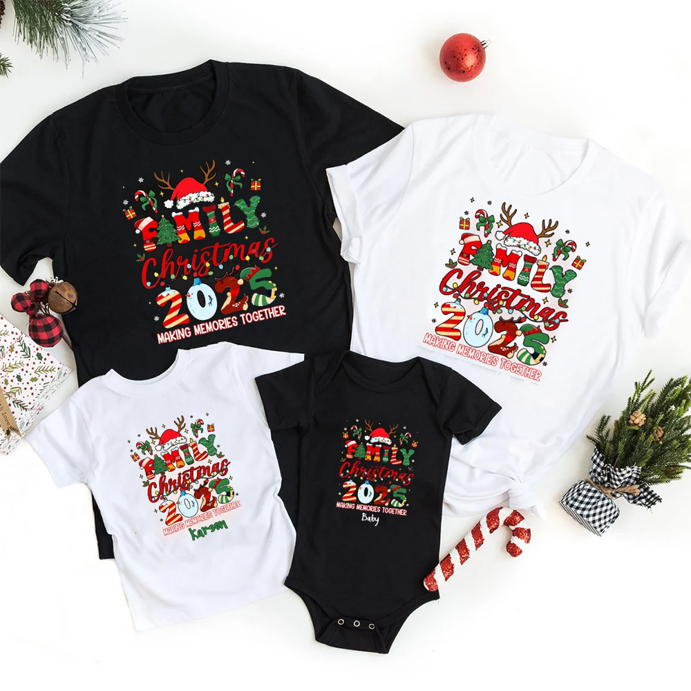 Personalized Christmas Magic 2025 Family Matching T-Shirts