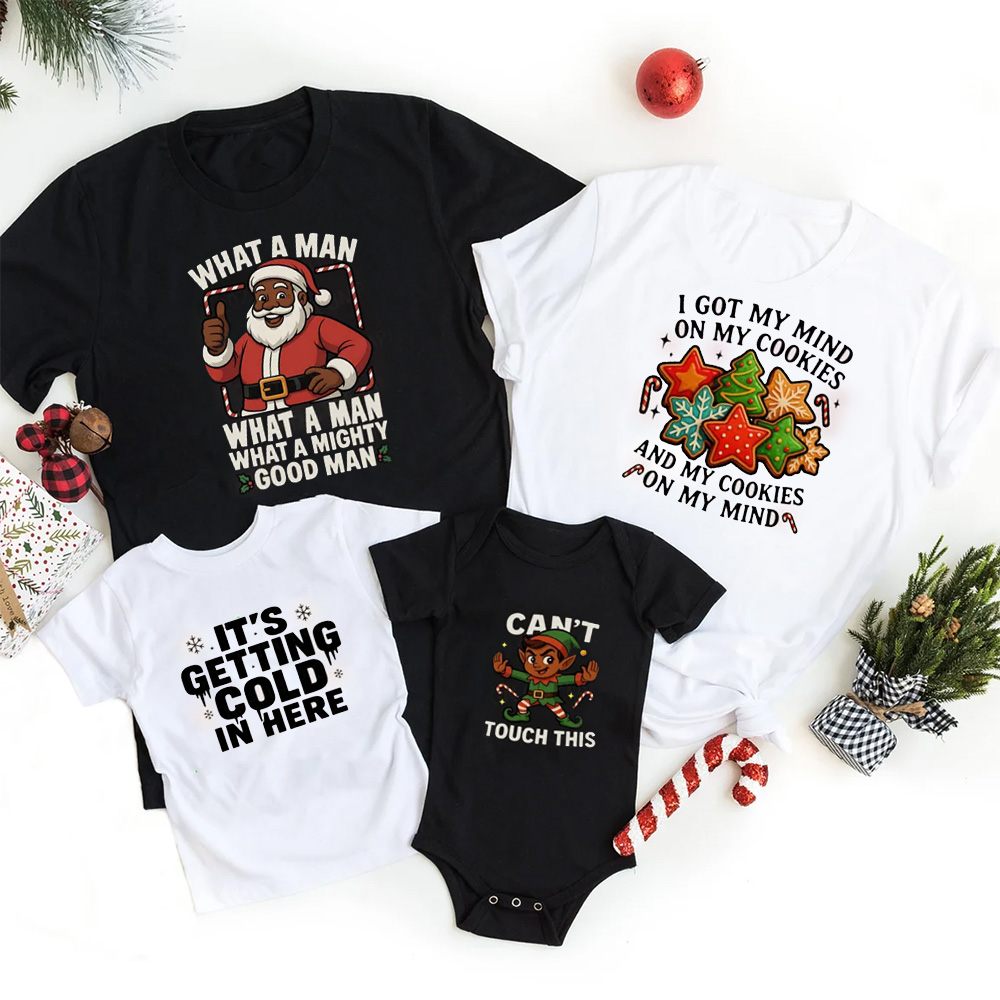 Personalized Brown Santa Christmas Family Matching T-Shirts