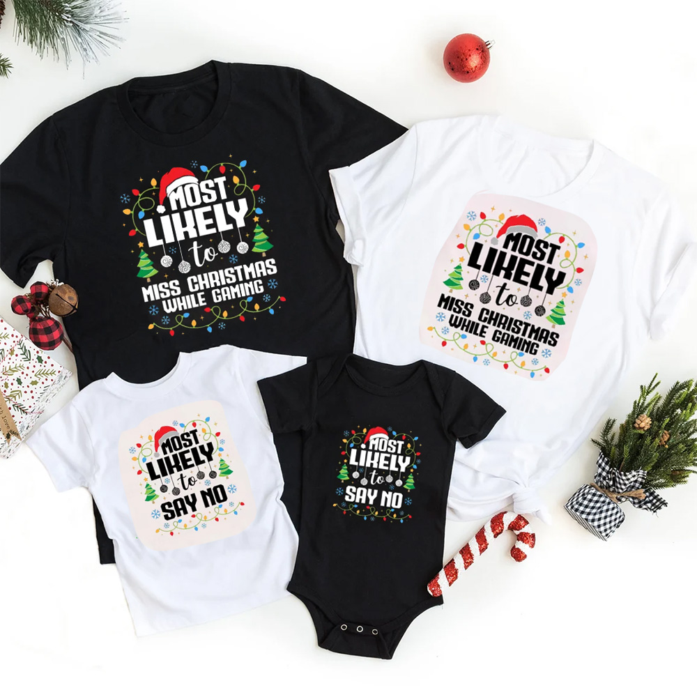 Personalized 27 Most Likely To Christmas Family Matching T-Shirts