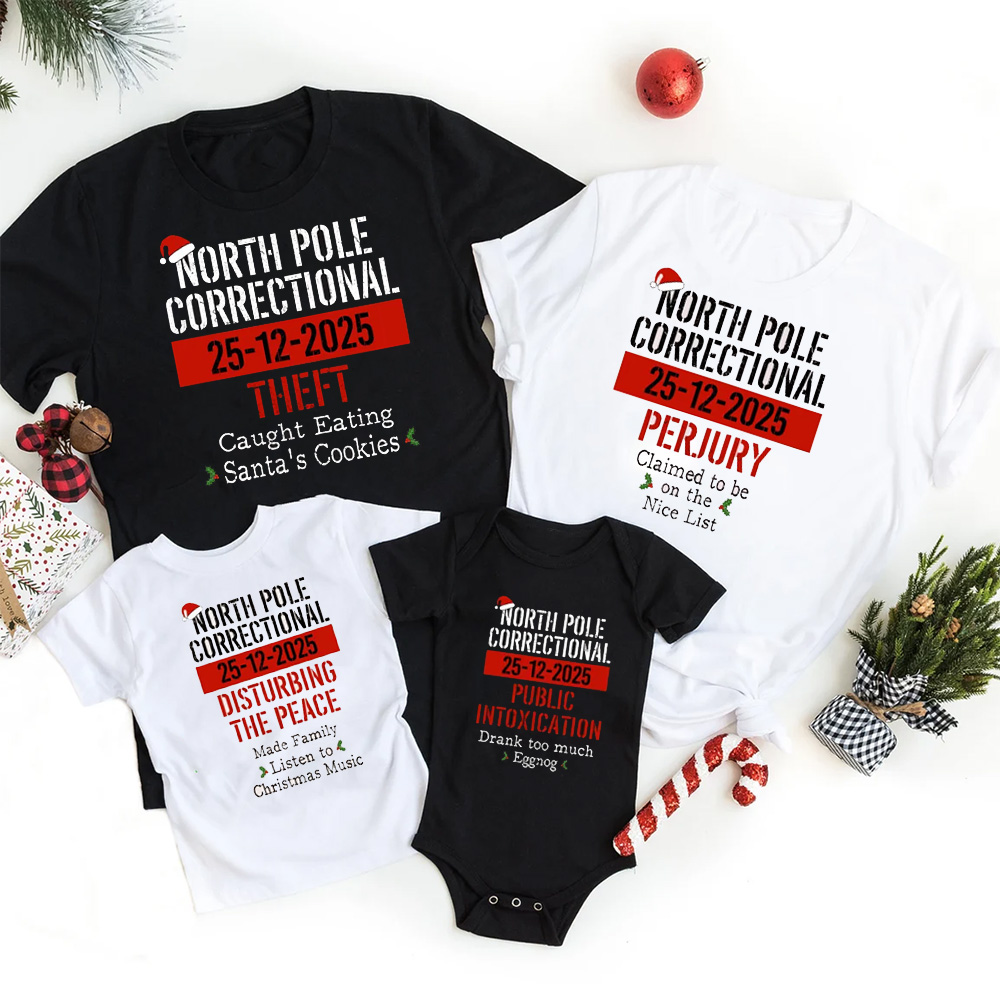 Funny Group Christmas North Pole Correctional Matching T-shirts