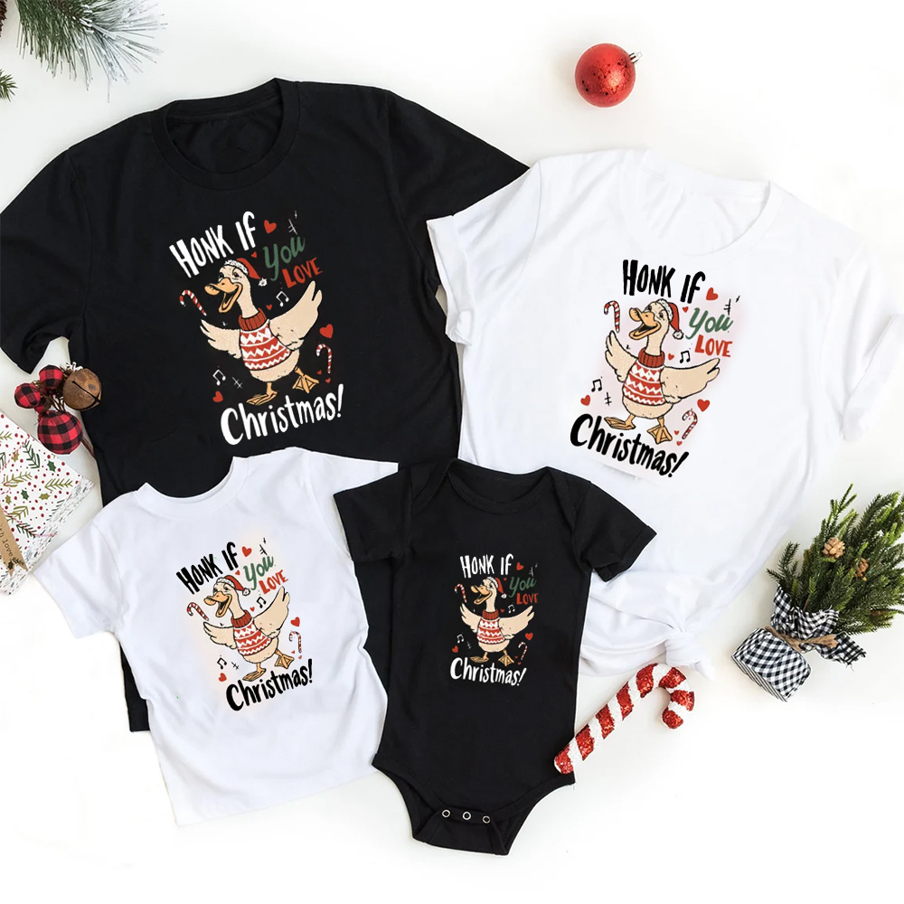 Honk If You Love Christmas Family Matching T-Shirts