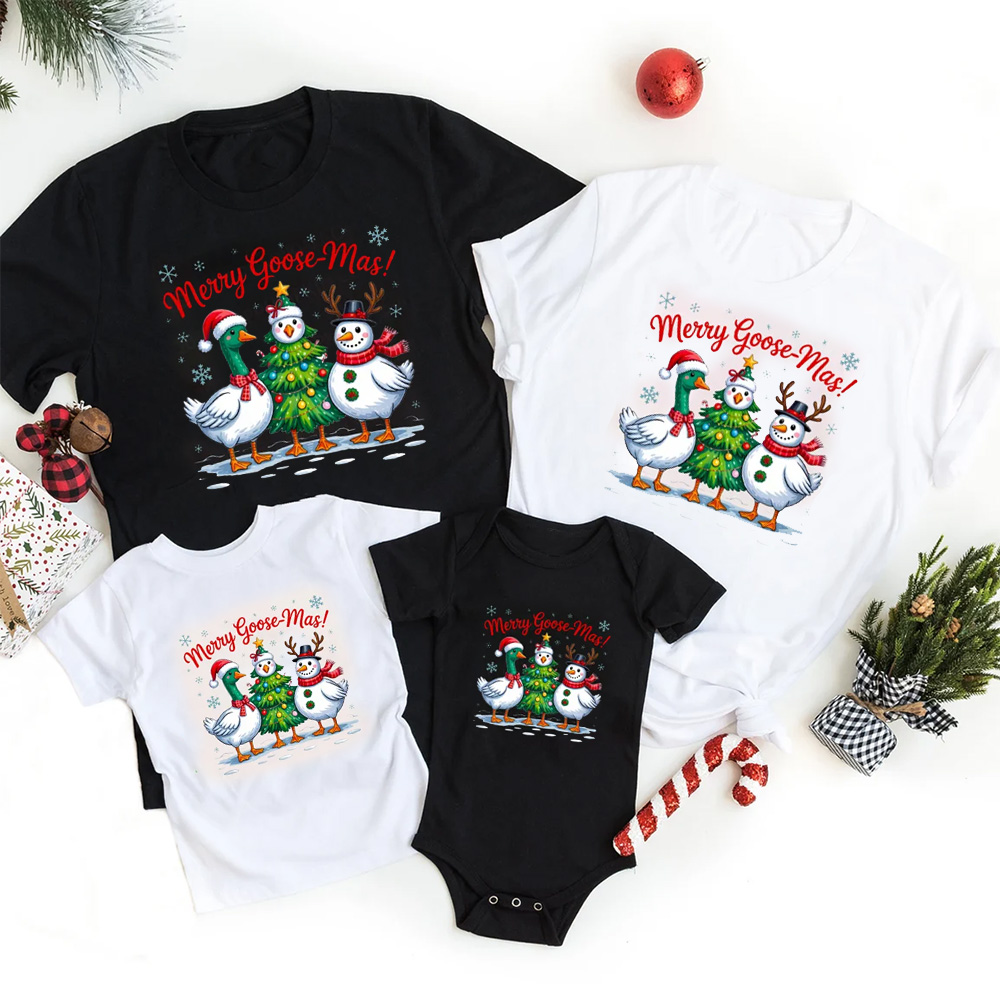Funny Christmas Goose Christmas Family Matching T-Shirts