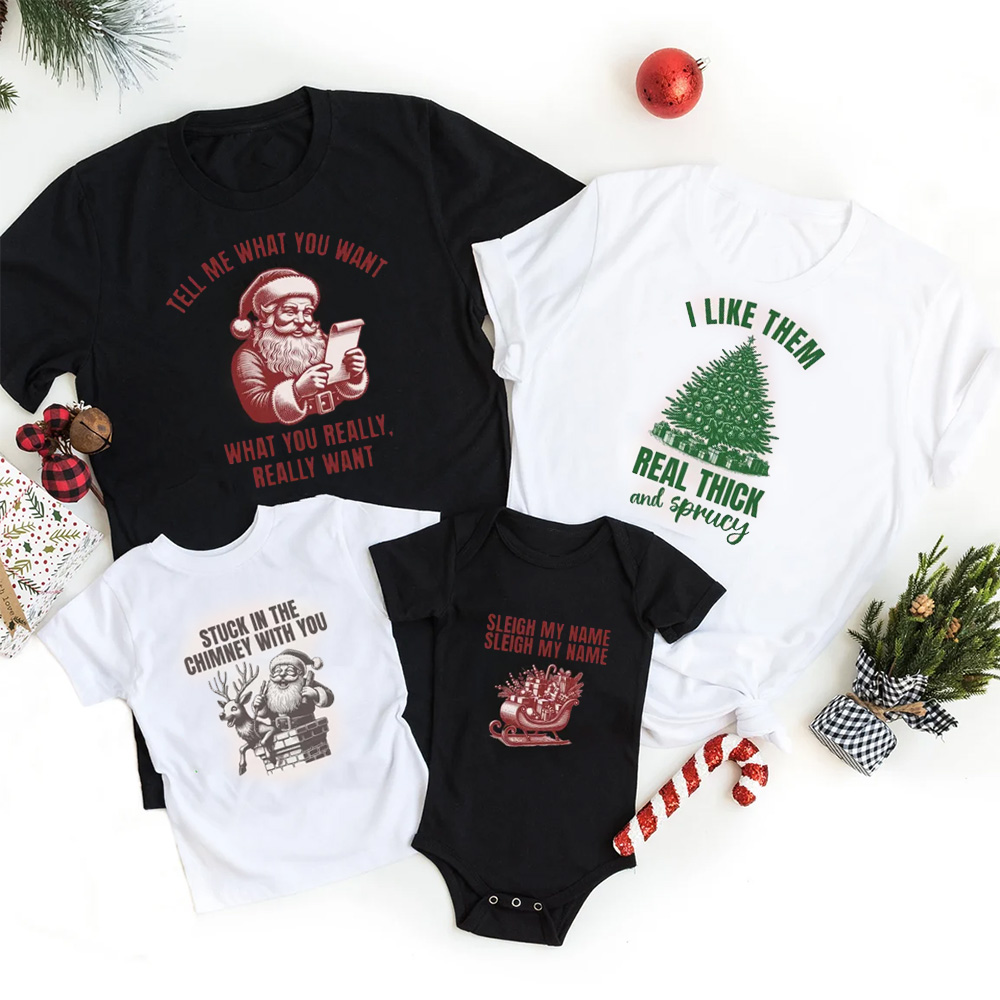 Personalized Jolly Jokes & Cheers Christmas Family Matching T-Shirts