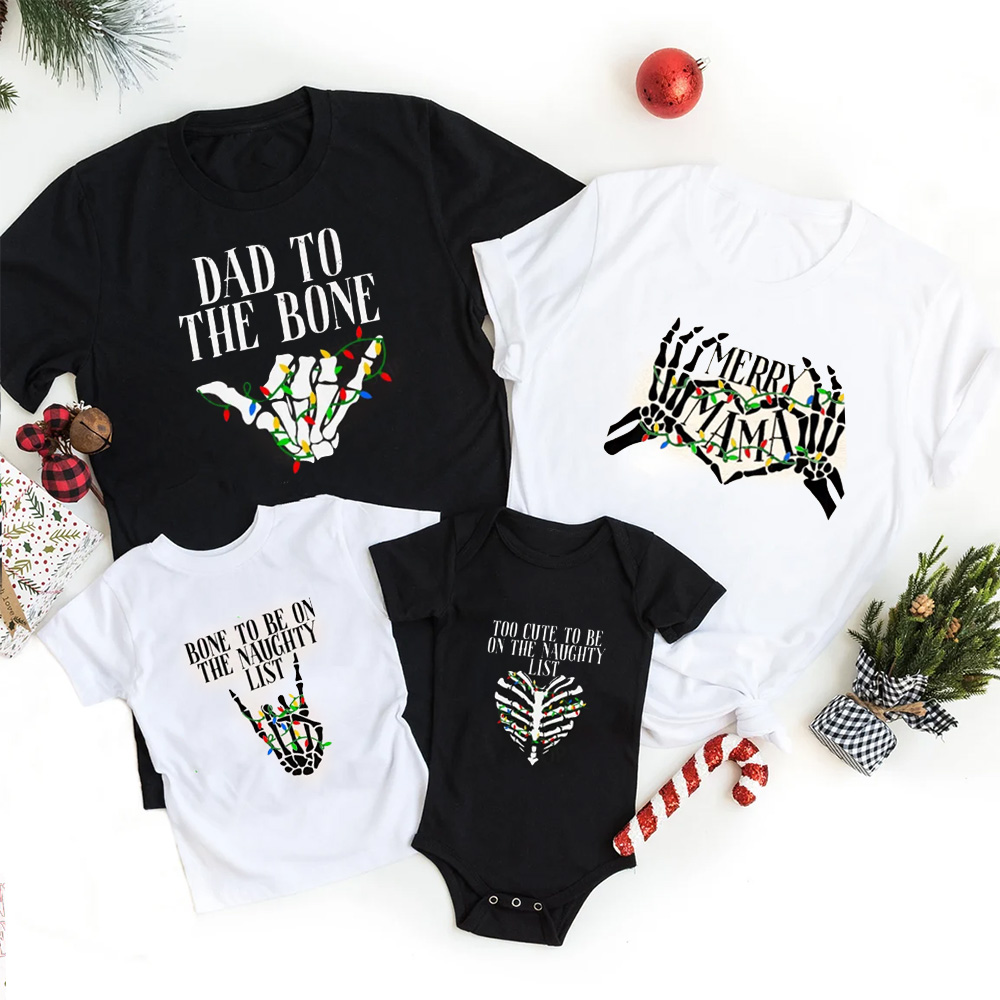 Personalized Skeleton Christmas Family Matching T-Shirts