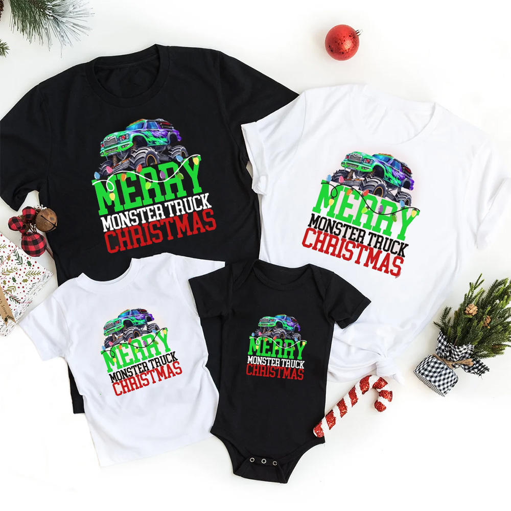 Monster Truck Christmas Family Matching T-Shirts