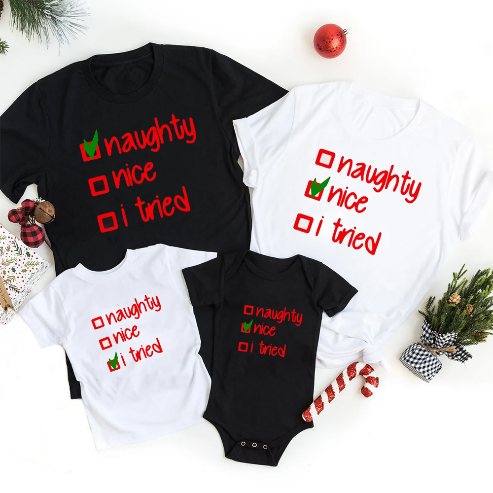 Personalized Naughty Or Nice Family Matching T-Shirts