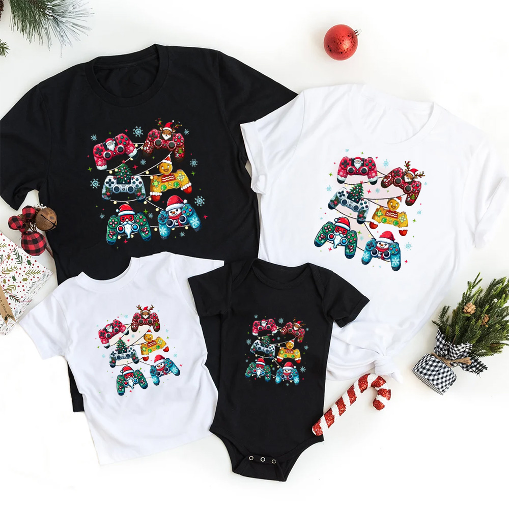 Retro Christmas Gaming Controller Family Matching T-Shirts