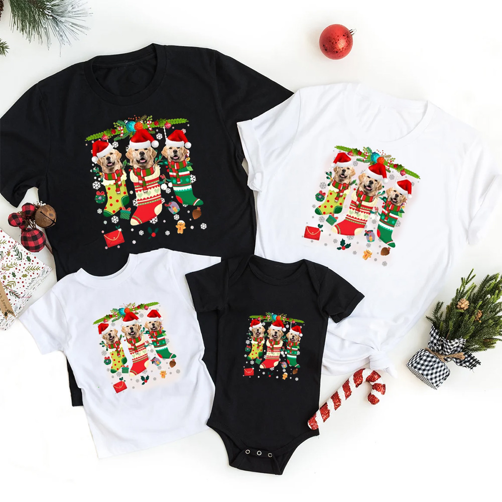 Personalized Paws & Claus Family Matching T-Shirts