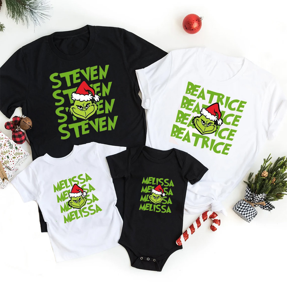 Personalized Green Name Family Matching T-Shirts