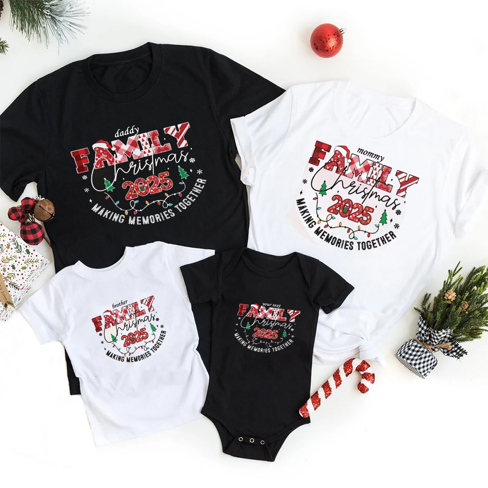 Personalized Holiday Family Cheer Family Matching T-Shirts