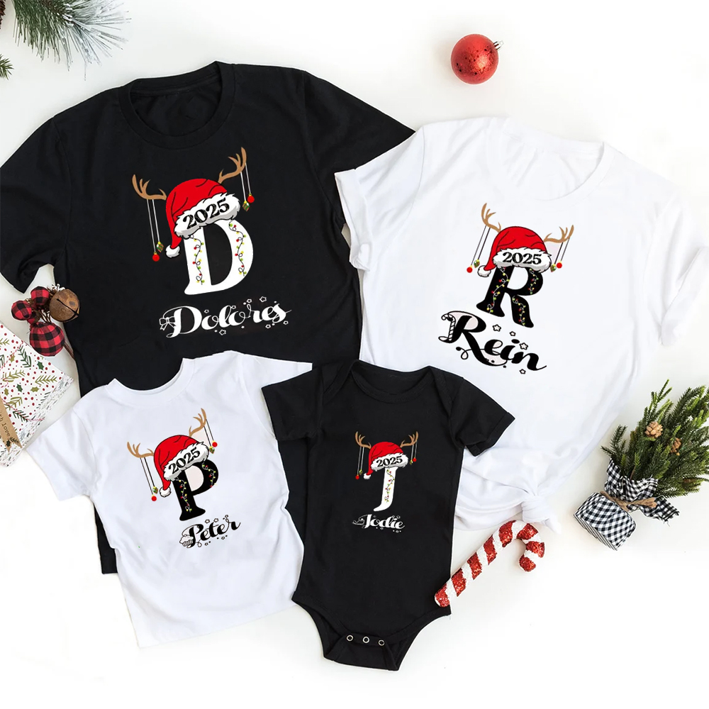 Personalized Name Family Christmas Matching T-shirts