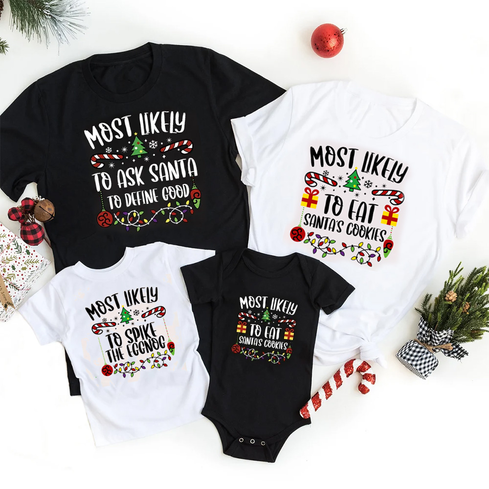 48 Quotes Most Likely To Christmas Family Matching Shirt
