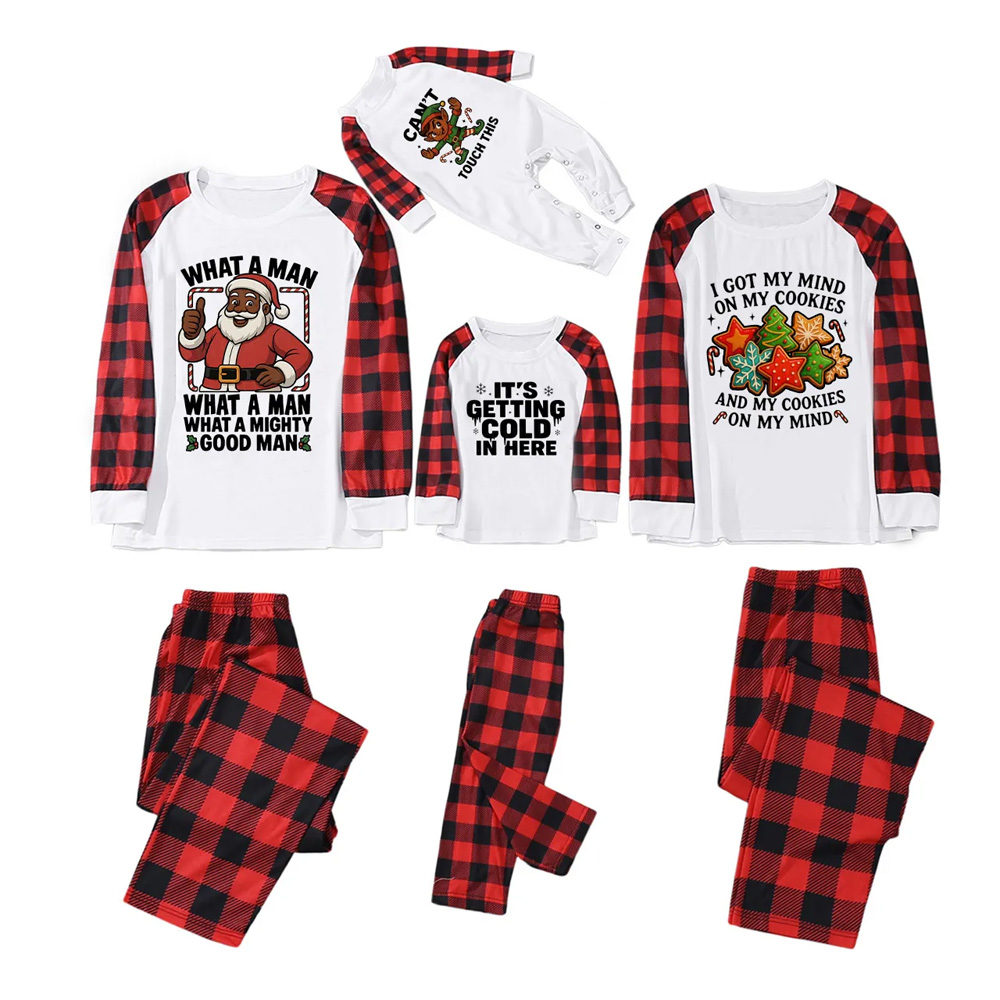 Personalized Brown Santa Christmas Family Matching Pajamas