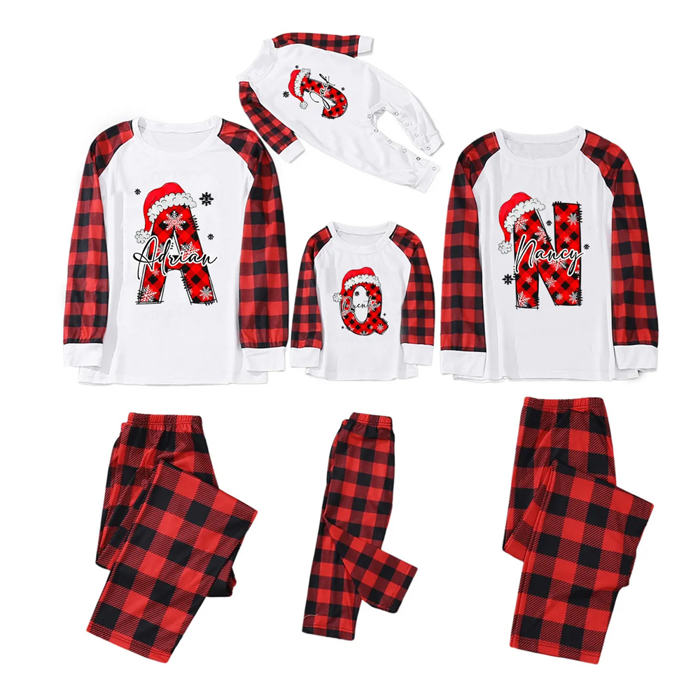 Personalized Santa Style Alphabet Christmas Family Matching Pajamas