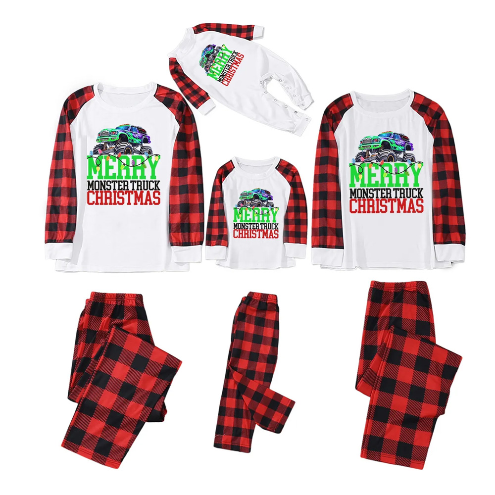 Monster Truck Christmas Family Matching Pajamas