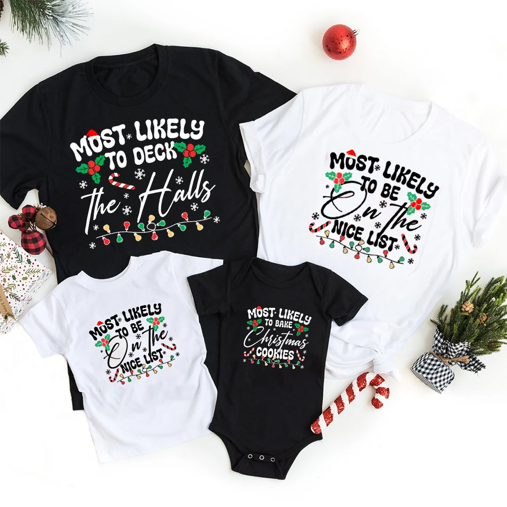 Personalized 6 Most Likely Christmas Family Matching T-Shirts