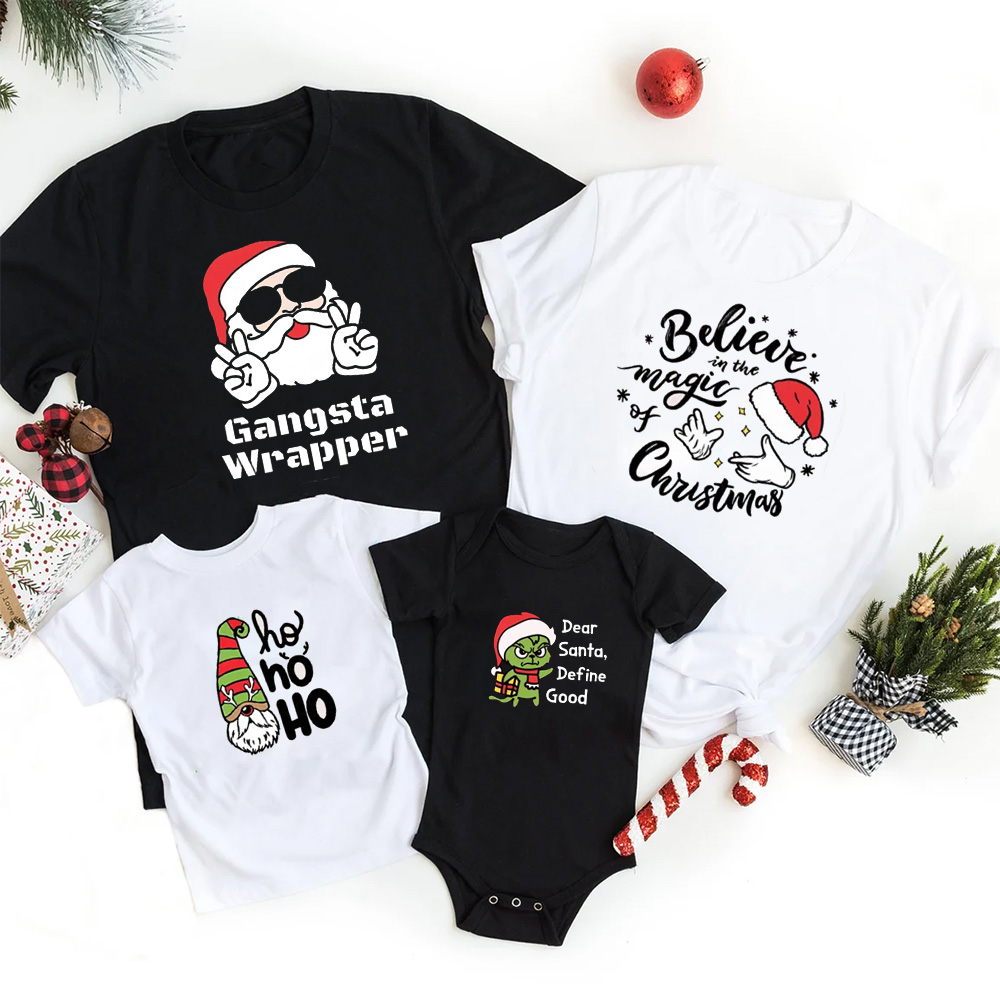 Personalized Joyful Holiday Christmas Family Matching T-Shirts