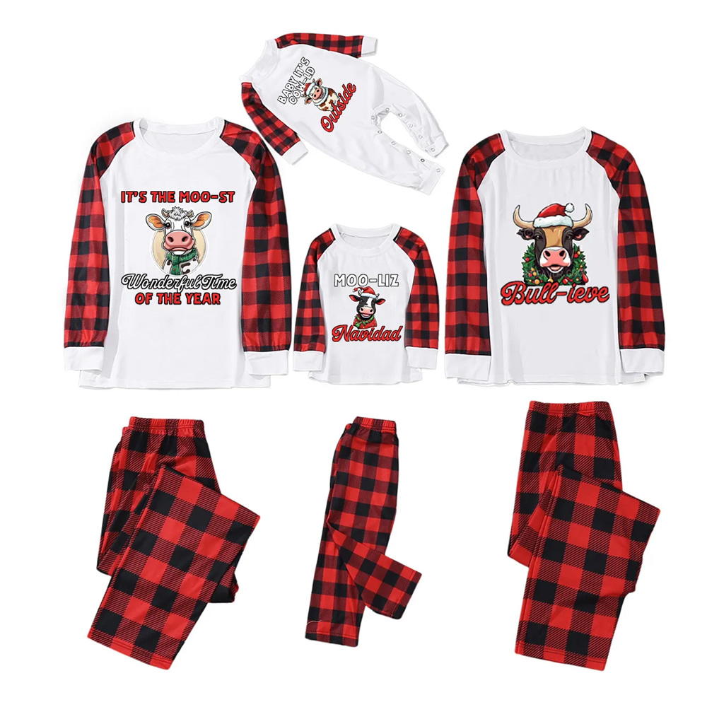 Personalized Christmas Cow Family Matching Pajama Set