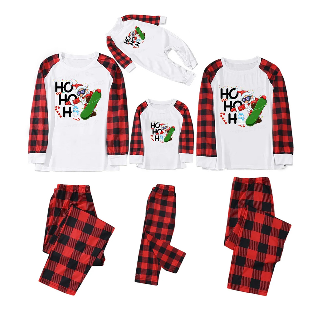 Hohoh Santa Claus Skiing Matching Pajamas For Family