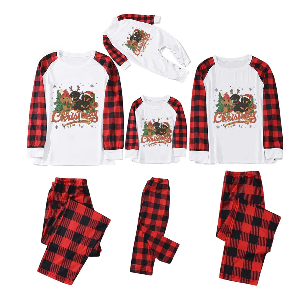 Three Dogs Christmas Family Matching Pajamas