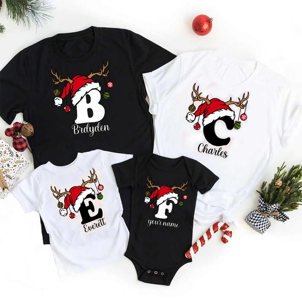 Personalized Christmas Alphabet Family Matching Shirts