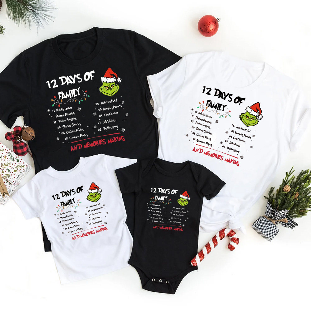 12 Days Of Family Christmas Family Matching T-Shirts