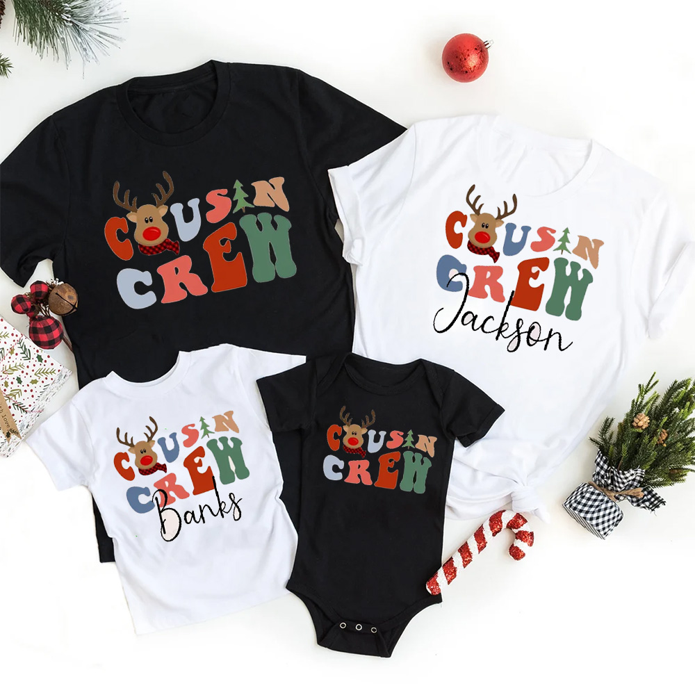 Retro Kids Cousin Crew Christmas Holiday Matching Shirt