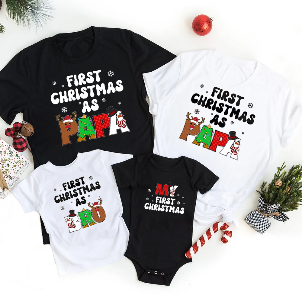 Personalized Bro It's My First Christmas Matching Family Shirt