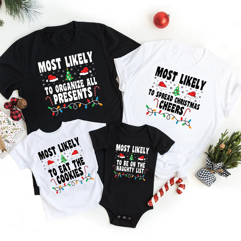 Most Likely To Light Tree Family Matching T-Shirts