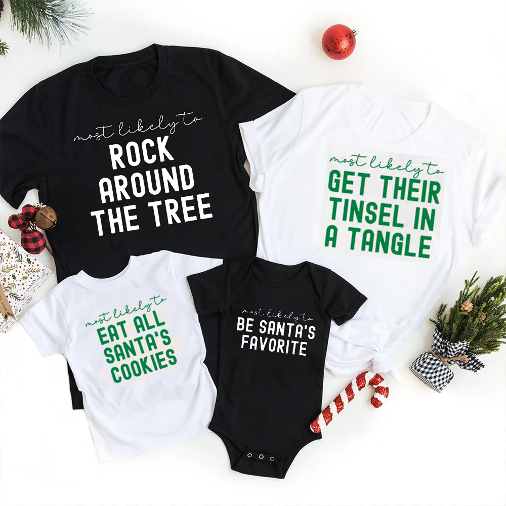Family Christmas Shirts Most Likely To Funny Party T-shirts