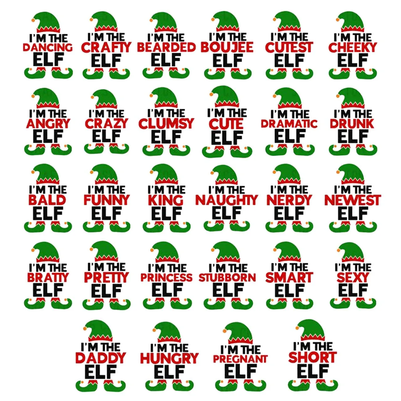 Personalized Funny Elf Christmas Family Matching T-Shirts