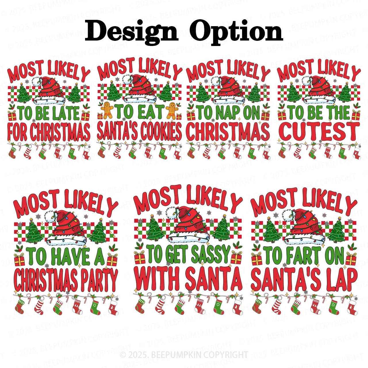 Personalized Most Likely To 7 Quotes Christmas Family Matching T-Shirts