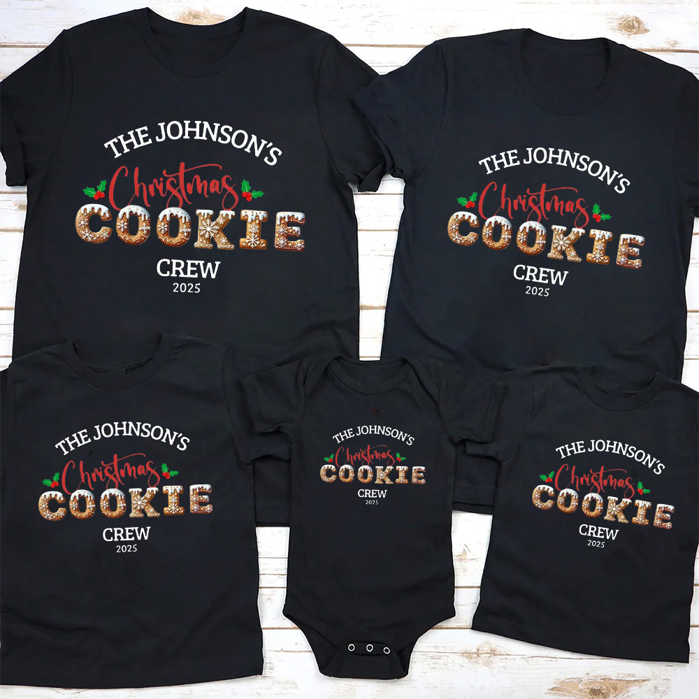Personalized Christmas Cookie Crew Family Matching T-Shirts