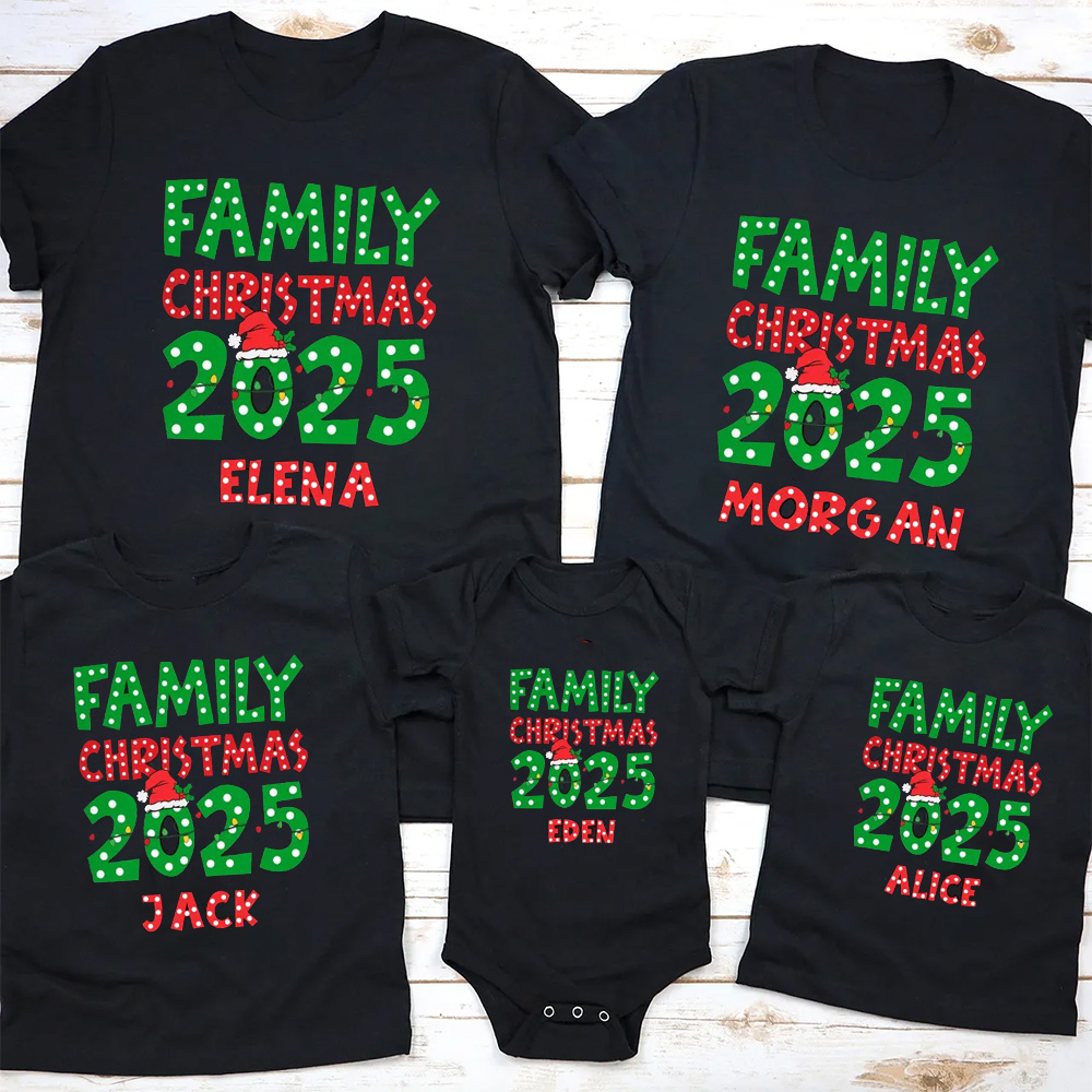 Personalized Christmas Neon Family Matching T-Shirts