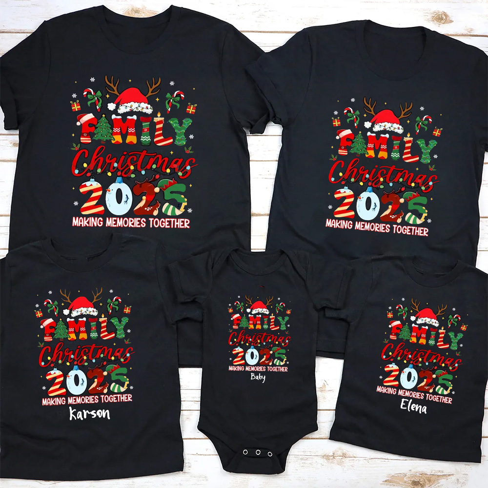 Personalized Christmas Magic 2025 Family Matching T-Shirts