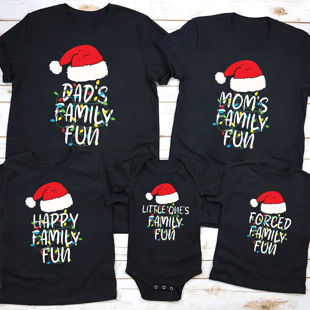 Personalized Forced Family Fun Christmas Matching T-Shirts