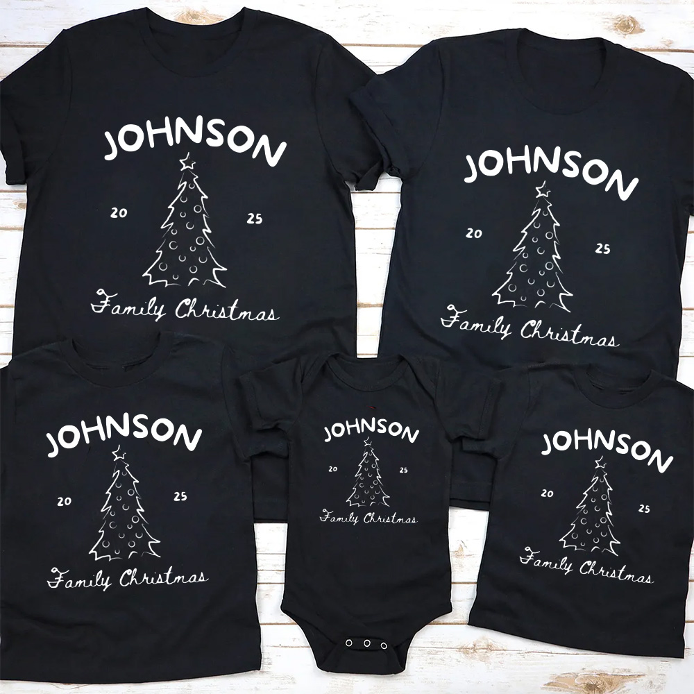 Personalized 2025 Family Name Christmas Matching T-Shirts