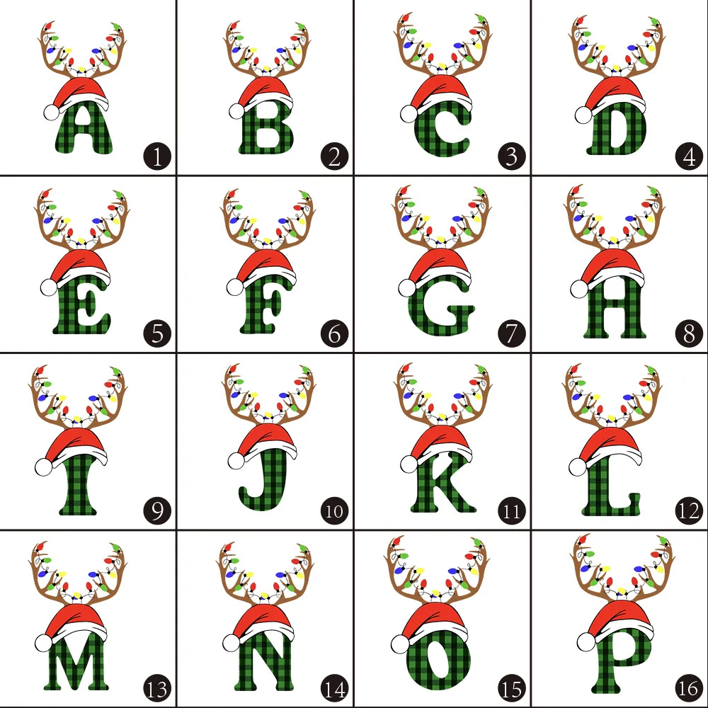 Personalized Antlers Hat Monogrammed Family Christmas Shirts