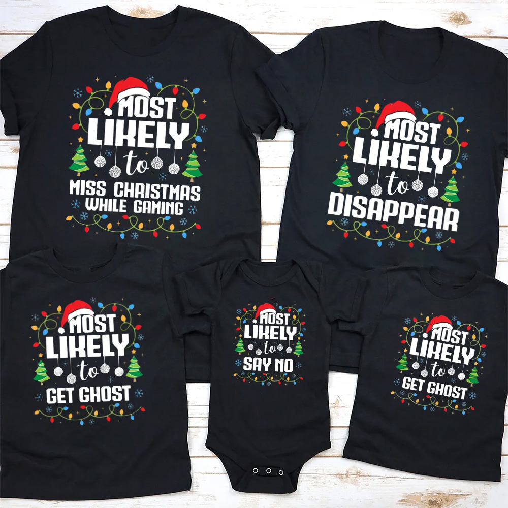 Personalized 27 Most Likely To Christmas Family Matching T-Shirts