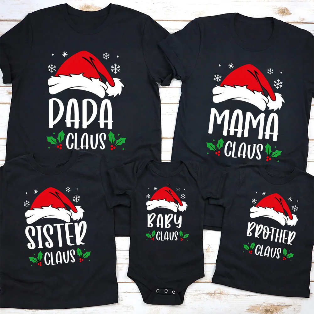 Personalized Family Claus Christmas Matching T-Shirts