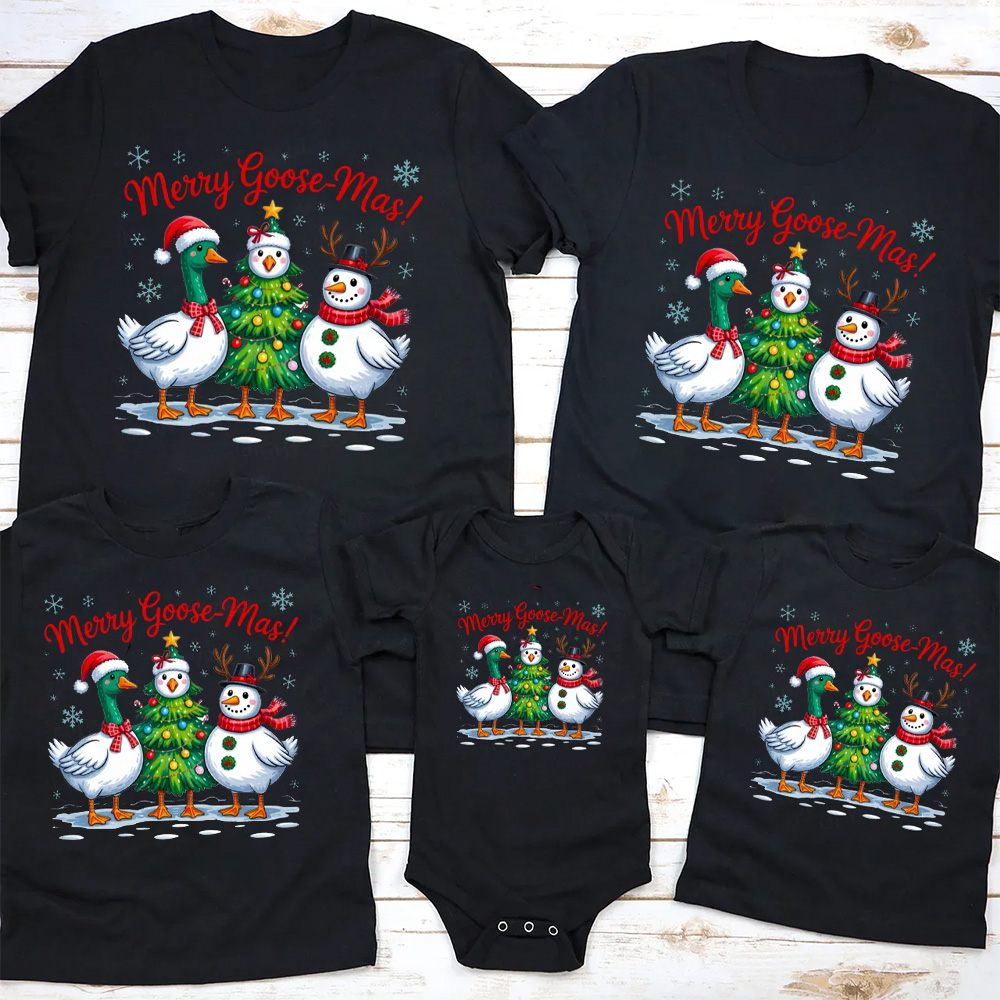 Funny Christmas Goose Christmas Family Matching T-Shirts