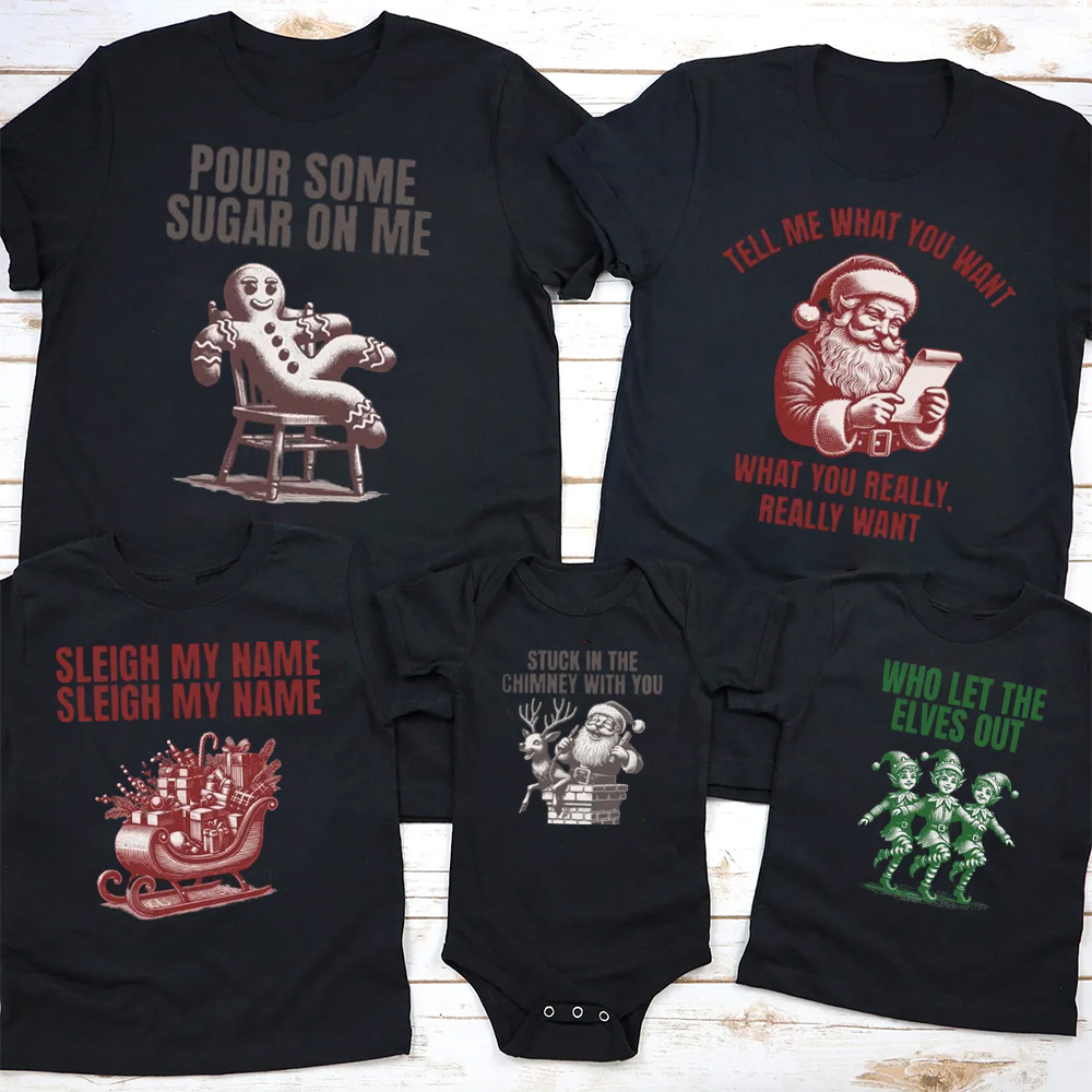 Personalized Jolly Jokes & Cheers Christmas Family Matching T-Shirts