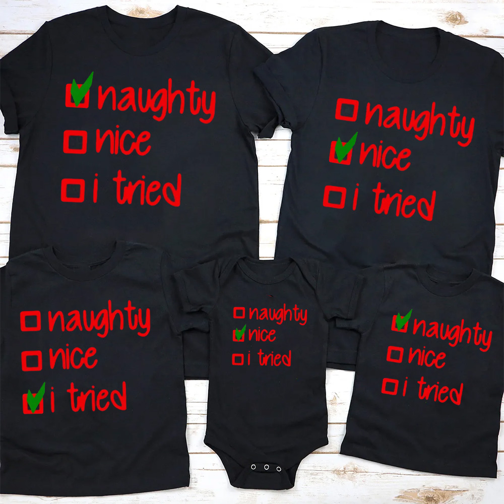 Personalized Naughty Or Nice Family Matching T-Shirts