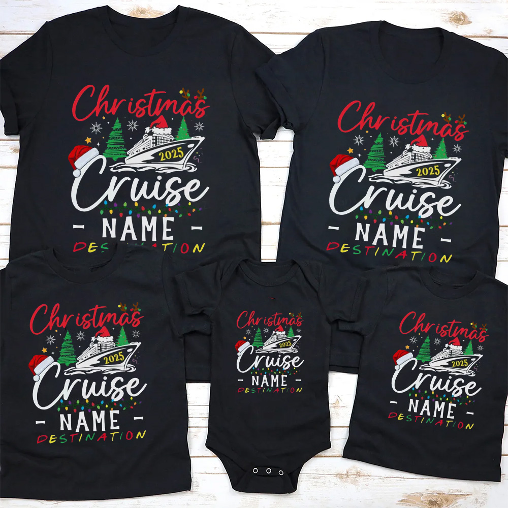 Personalized Christmas Cruise 2025 Family Matching T-Shirts
