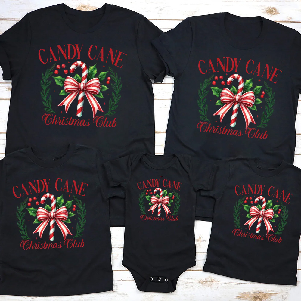 Candy Cane Christmas Club Christmas Family Matching T-Shirts