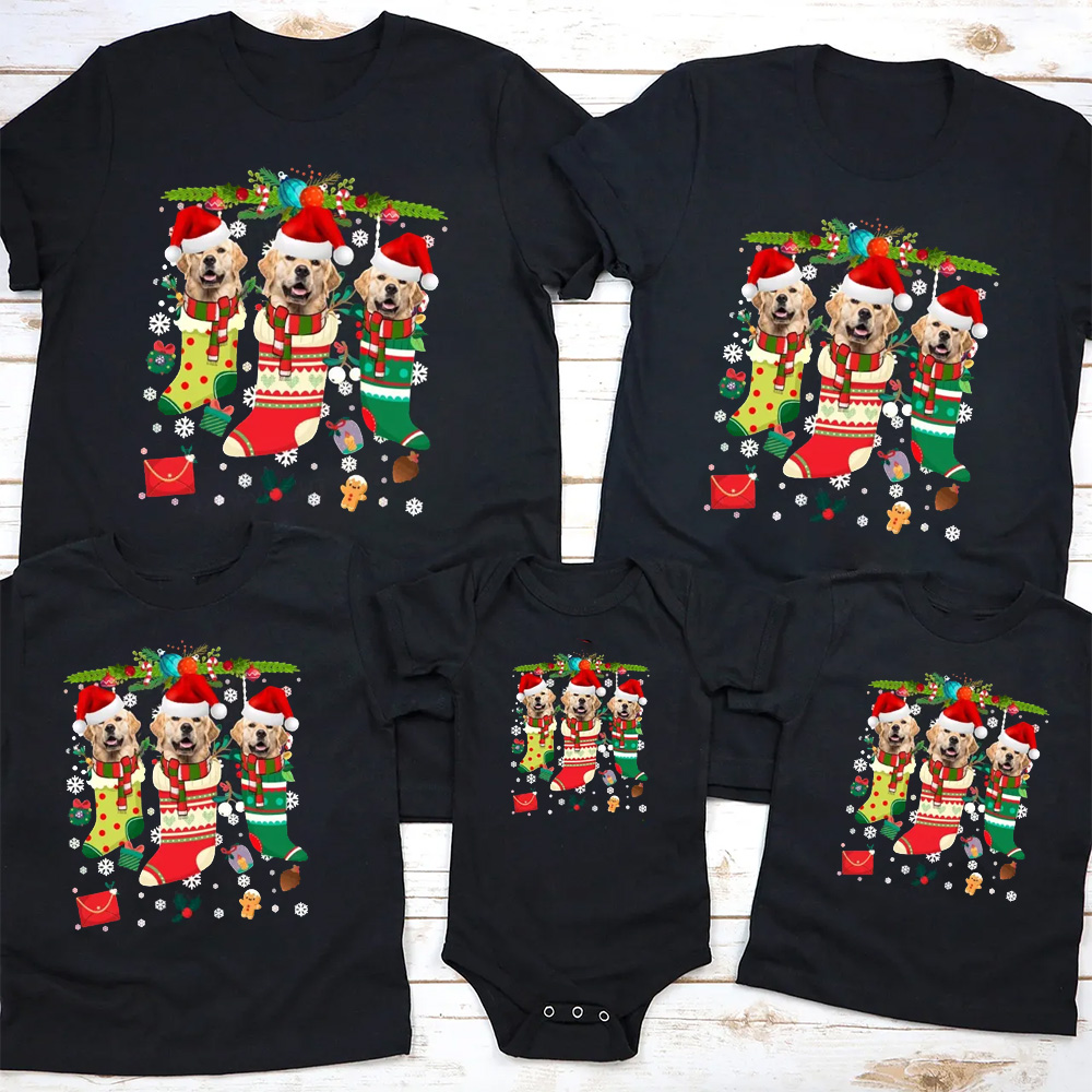 Personalized Paws & Claus Family Matching T-Shirts